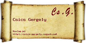 Csics Gergely névjegykártya
